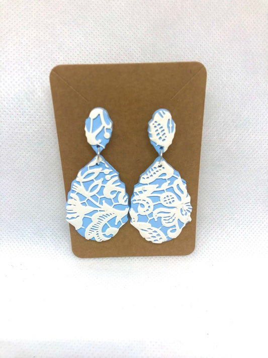 Beautiful Light Blue White Lace Earring